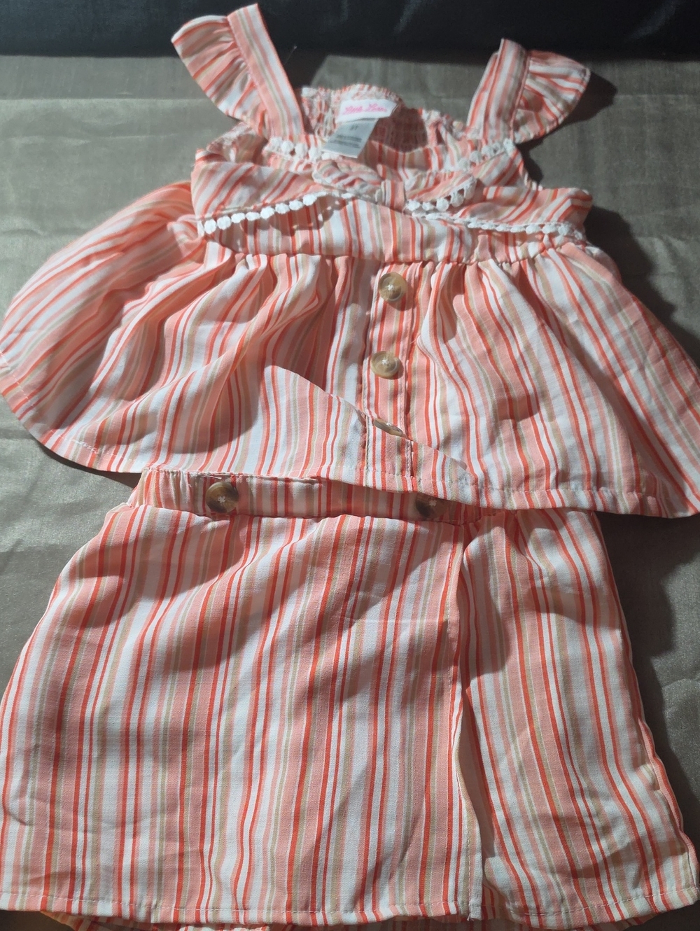 Striped Peach Two-Piece Tank & Skirt Set